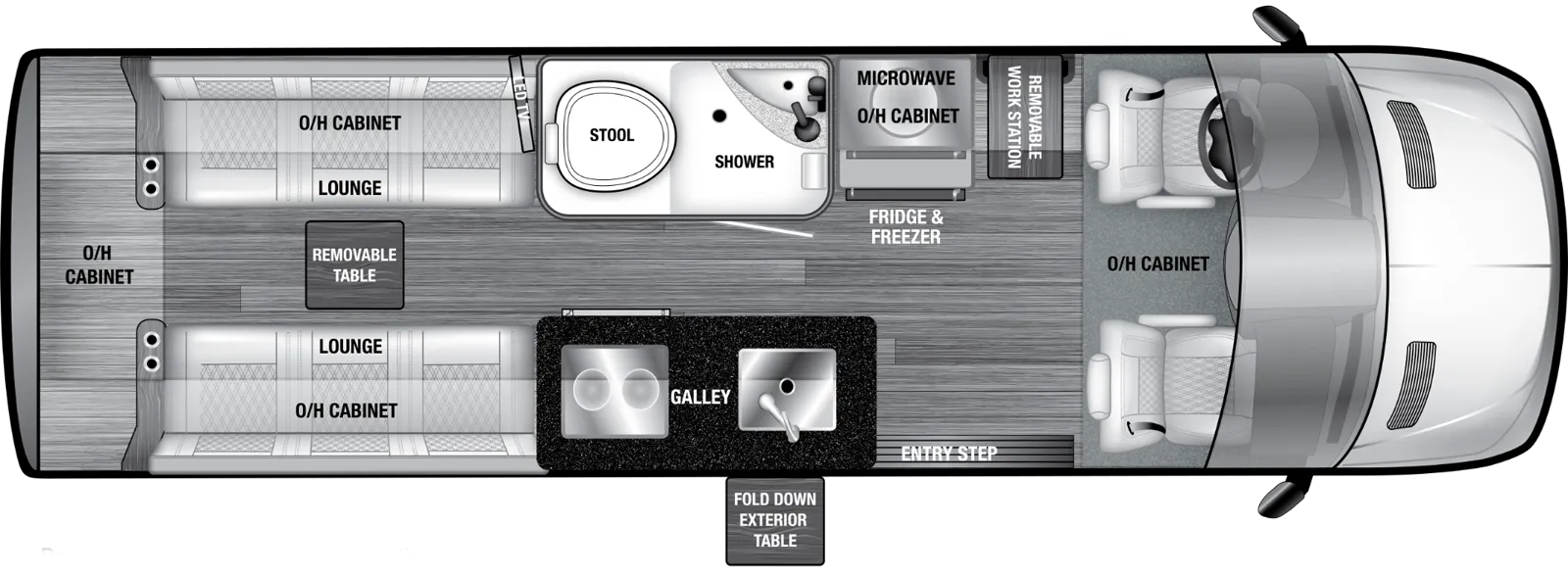 The VRV 2TB floorplan has one entry and zero slide outs. Exterior features include: 8' 2" awning. 