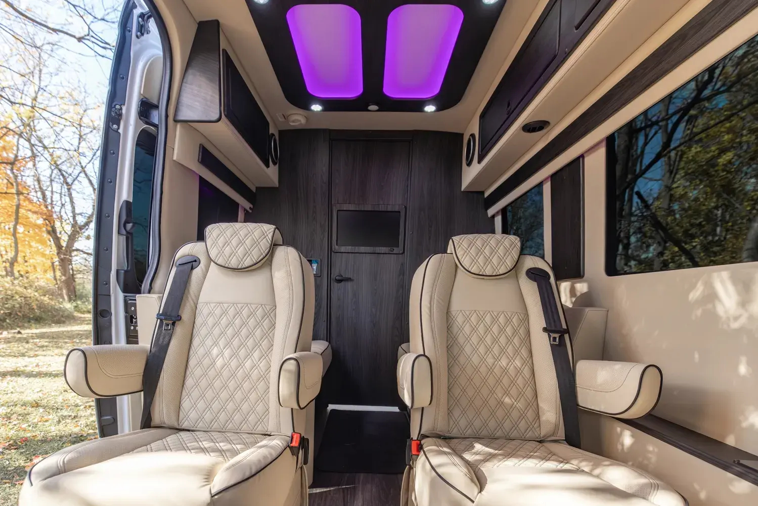 OGV Luxury Coach V-Cruise luxury Sprinter cabin viewed front to back