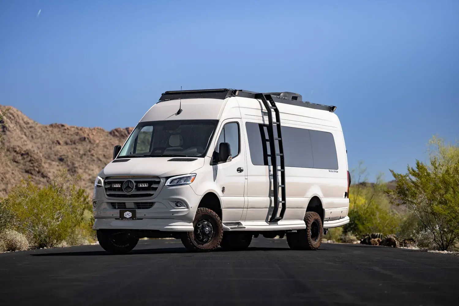 2026 OGV Luxury Coach V-Cruise luxury Sprinter van in tan, available at Mercedes-Benz of Hoffman Estates near Arlington Heights